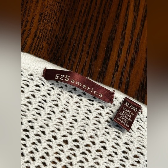 525 America Women's White Open Knit Long Sleeve Pullover Top XL sweater EUC - Picture 4 of 10